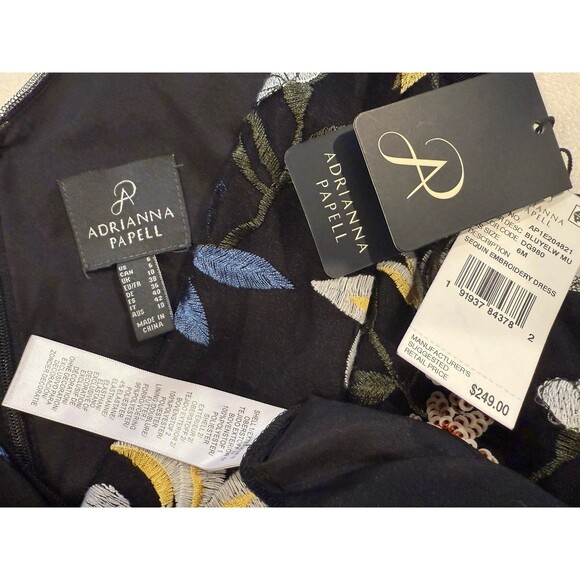 NEW Adrianna Papell Dress Womens 6 Embroidered Floral Sequin Bow Wedding A Line - Picture 3 of 5